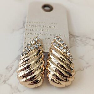 Anthropologie Ribbed Crystal Post Earrings